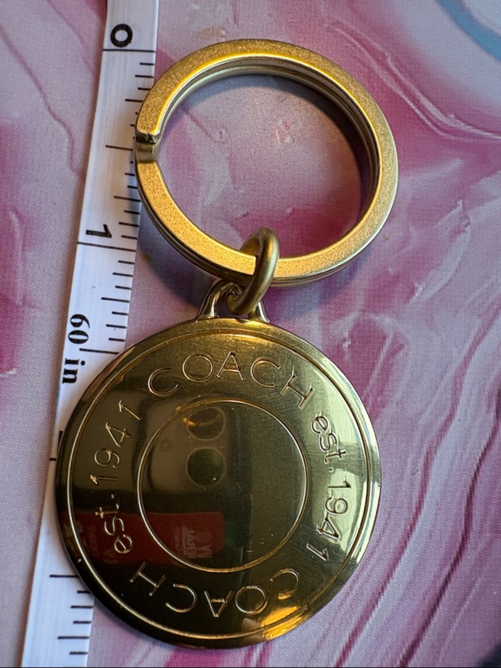 Coach Gold Logo Round Key Ring - Picture 1 of 3